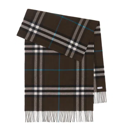 Burberry Cashmere Wide Check Scarf In Brown