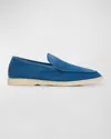 Loro Piana Men's Summer Walk Suede Loafers In Cobalt