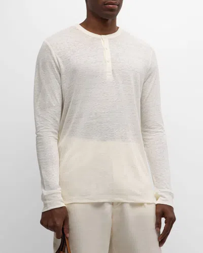 Onia Linen-jersey Henley T-shirt In White