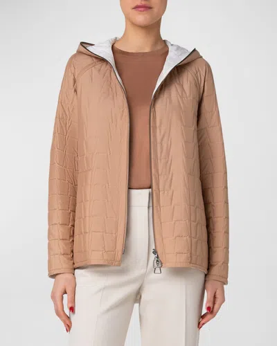 Akris Enon Techno Taffeta Quilted Jacket In Vicuna-ecru