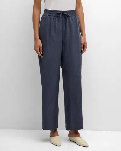 Eileen Fisher Petite Cropped Washed Silk Cargo Trousers In Ocean