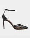 Alaïa Fishnet Patent Ankle-strap Pumps In Noir