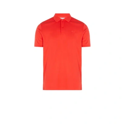 Calvin Klein Logo-patch Cotton Polo Shirt In Orange