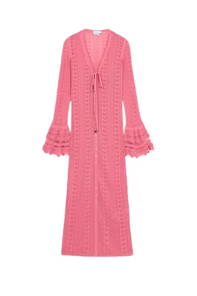Blumarine Pink Button Midi Dress In N0729 Bubblegum