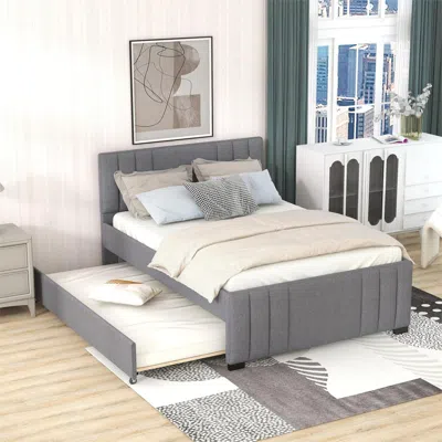 Simplie Fun Full Upholstered Platform Bed In Burgundy