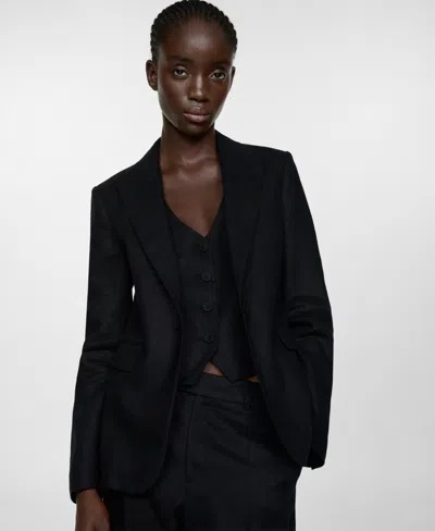 Mango Women's 100% Linen Suit Blazer In Black