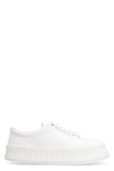 Jil Sander Canvas Chunky Sneakers In White