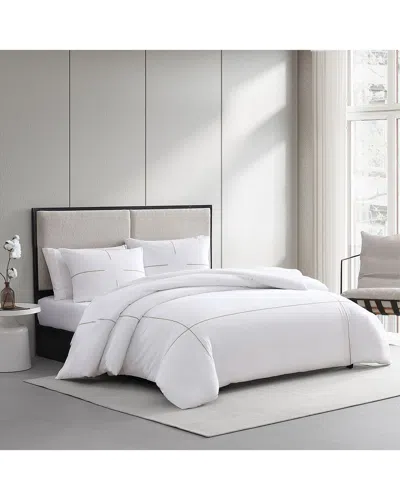 Vera Wang Zig Zag Sateen Duvet Cover Set In White