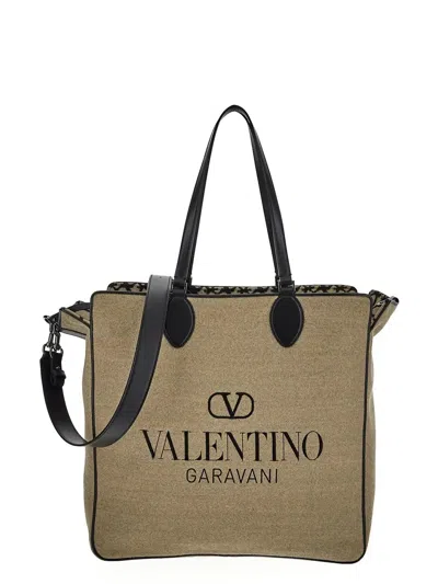 Valentino Garavani Toile Iconographe Bag In Beige