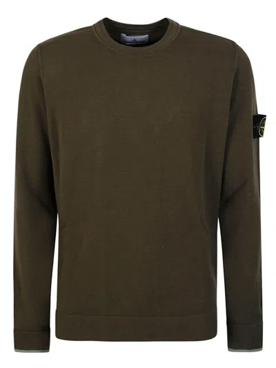 Stone Island Compass Patch Crewneck Jumper In Camouflage