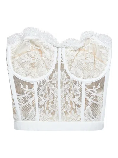Alexander Mcqueen White Lace Corset Top In Bianco