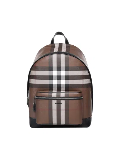 Burberry Vintage Check Nylon Backpack In Dark Birch Brown