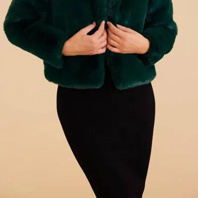 Minkpink Raquel Fur Jacket In Dark Green