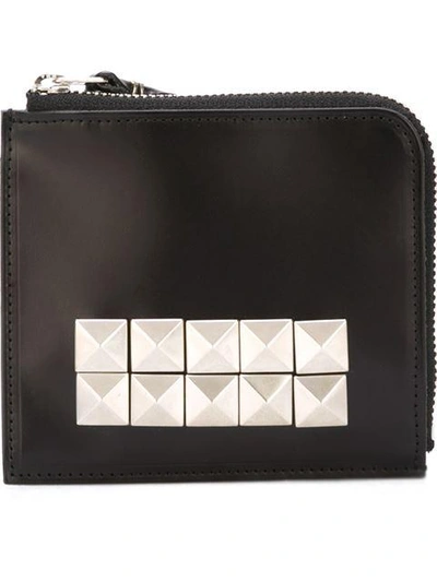 Comme Des Garçons Studded Leather Zip Wallet In Black