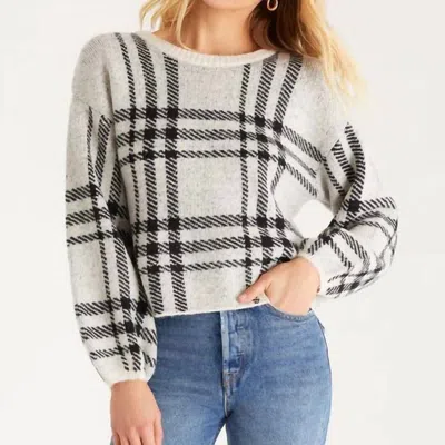 Z Supply Solange Plaid Sweater In Oatmeal In White