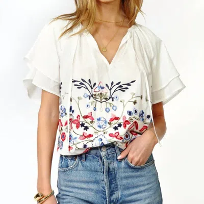 Adelyn Rae Rhoni Embroidered Blouse In White