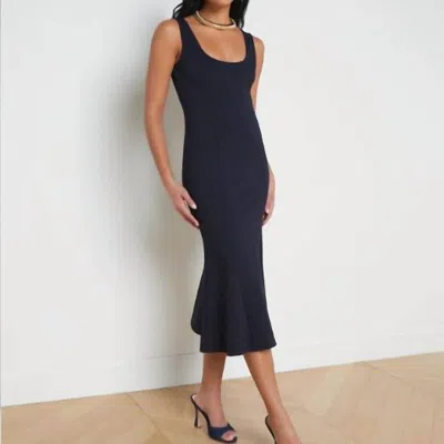 L Agence Flared Bisous Sleeveless Flared Dress In Navy In Blue