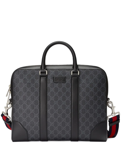 Gucci Gg Supreme Briefcase In Black