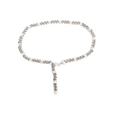 Alessandra Rich Chain Belt With Rhinestones In Silver