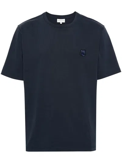 Maison Kitsuné Bold Fox Head Patch Cotton T-shirt In Blue