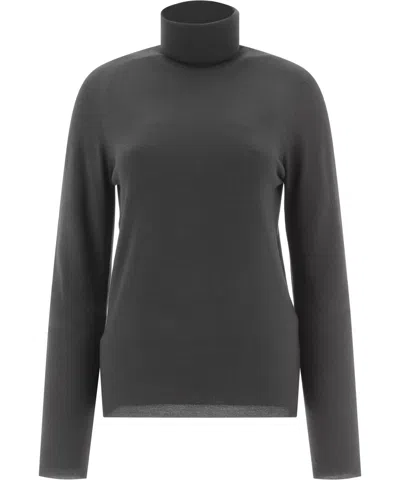 Malo Ribbed Turtleneck Sweater In Black