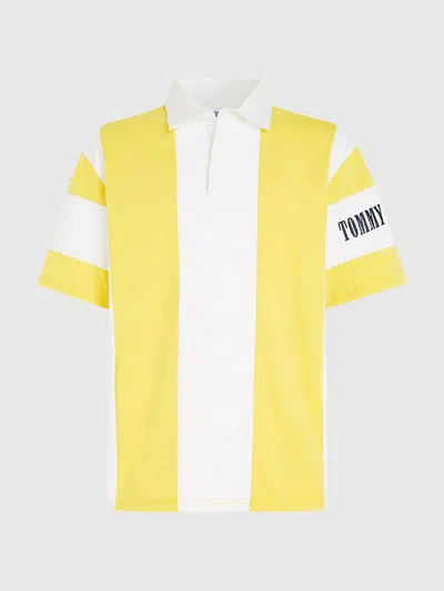 Tommy Jeans Stripe-pattern Cotton Polo Shirt In Yellow
