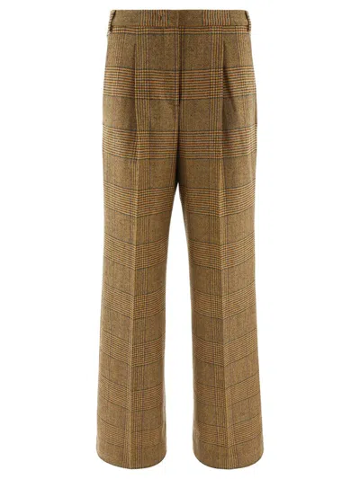Aspesi "check" Tailored Trousers In Brown