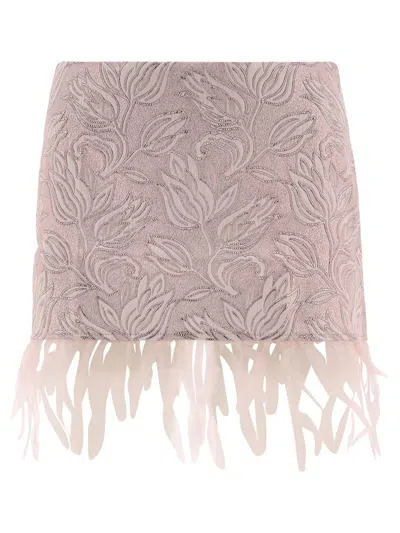 Collina Strada "feather Jacquard" Skirt In Pink