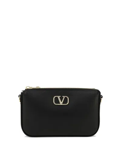 Valentino Garavani Mini Vlogo Leather Shoulder Bag In Black