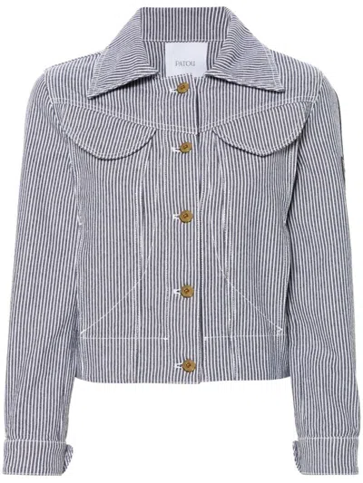 Patou Cotton Jacket With Striped Pattern In Navy Striped