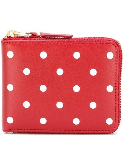 Comme Des Garçons Polka-dot Compact Wallet In Red