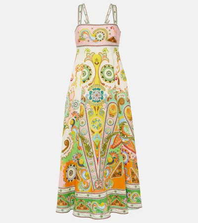 Alemais Pinball Printed Linen Midi Dress In Multi