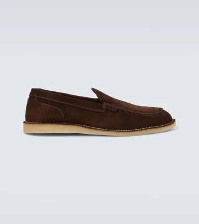 Dolce & Gabbana New Florio Ideal Suede Loafers In Braun