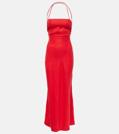 Faithfull Garcia Linen Maxi Dress In Red
