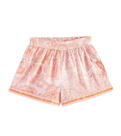 Zimmermann Kids' Ottie Paisley Cotton Shorts In Pink