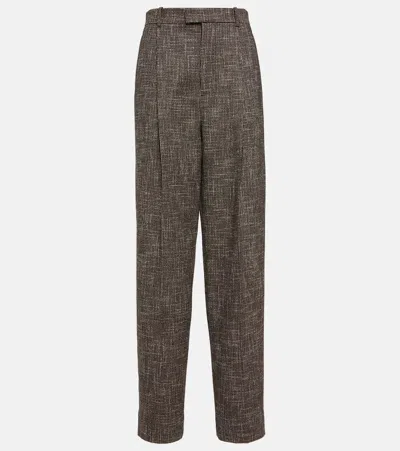 Bottega Veneta High-rise Wool-blend Wide-leg Pants In Grey
