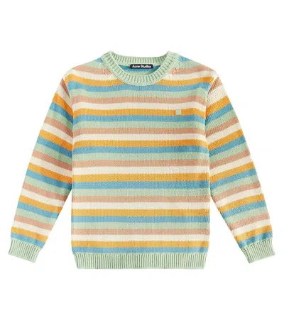 Acne Studios Kids' Striped Cotton Sweater In Multicoloured