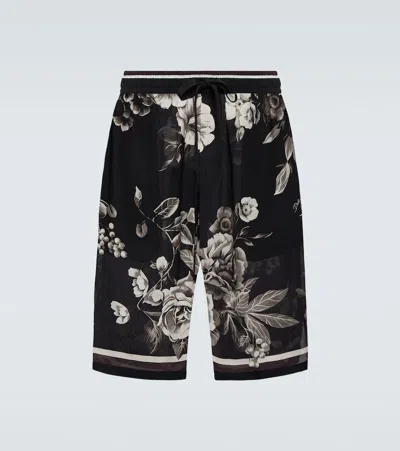 Dolce & Gabbana Printed Silk Twill Shorts In Multicoloured