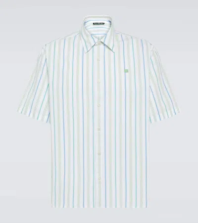 Acne Studios Striped Cotton Bowling Shirt In Pink