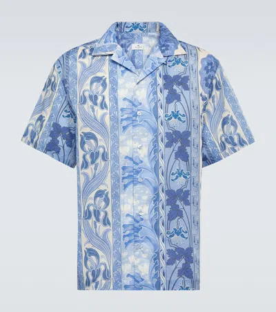 Etro Floral-print Bowling Shirt In Blue