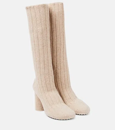Bottega Veneta Atomic Knitted Knee-high Sock Boots In Beige