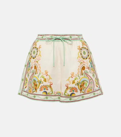 Alemais Pinball Printed Linen Shorts In Multicoloured