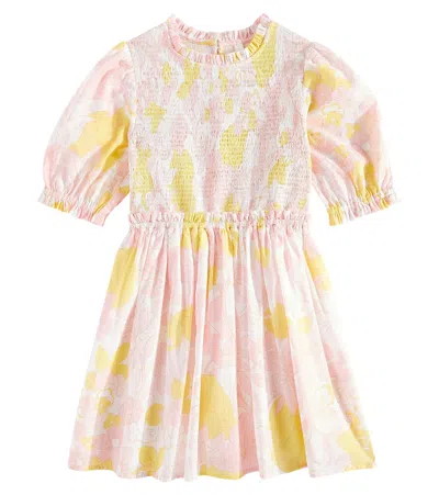Zimmermann Kids' Pop Puff-sleeve Floral Cotton Dress In Pink