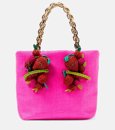 Aquazzura Strawberry Punch Mini Tote Bag In Pink