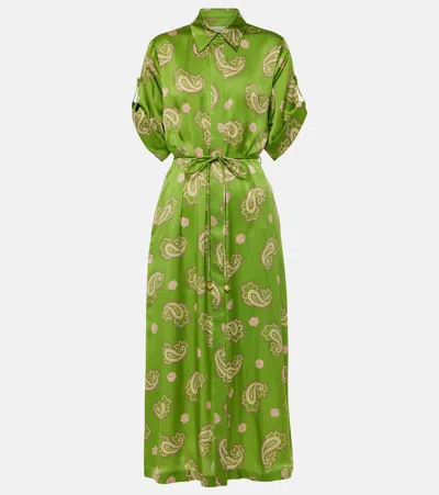 Alemais Dice Paisley Silk Shirt Dress In Green
