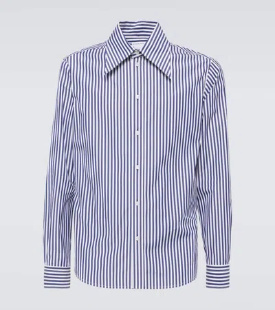 Bottega Veneta Striped Cotton Poplin Shirt In Blue