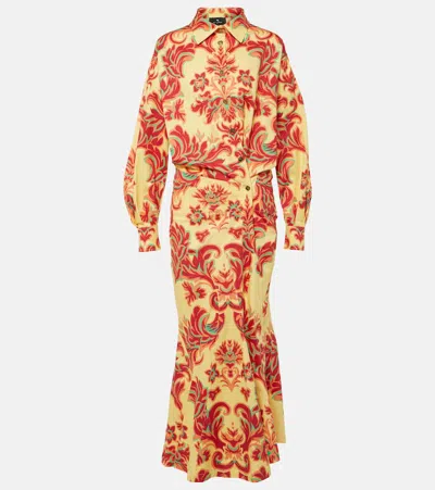 Etro Printed Cotton And Silk Maxi Dress In Multicoloured
