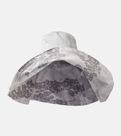 Acne Studios Oversized Reversible Cotton Bucket Hat In Grey