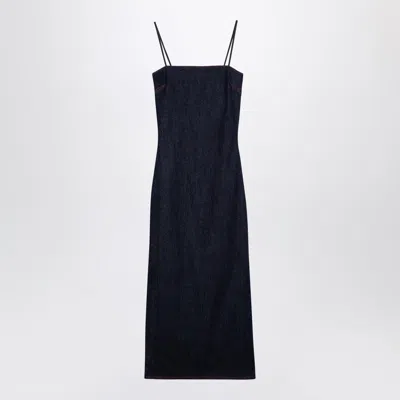 Alaïa Alaia Dark Blue Stretch Denim Dress With Shoulder Straps Women