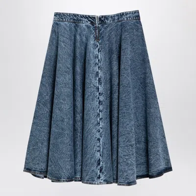 Alaïa Alaia Denim Midi Skirt With Knitted Sash Women In Blue